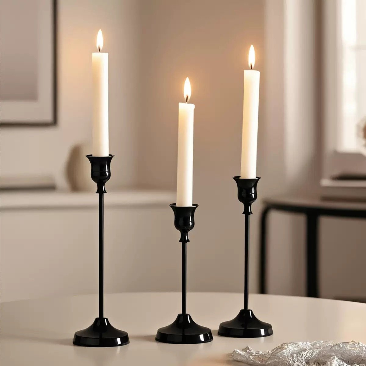 Black Metal Candle Holder – Elegant Table Accent2